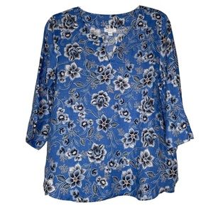 J.Jill Love Linen Women’s Tunic Top Floral Pattern 100% Linen Sz.Small